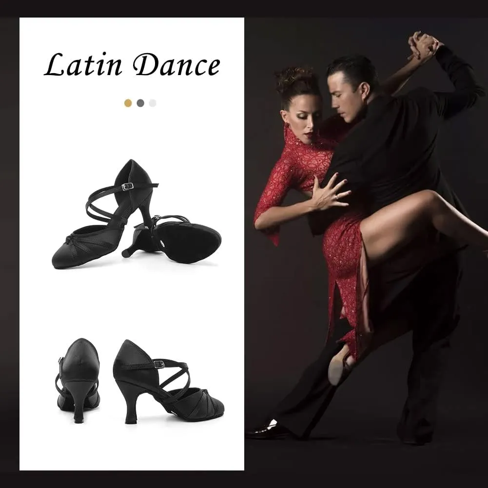 TINRYMX Women Latin Dance Shoes Closed Toe Salsa Tango Performance Party Ballroom Dance Shoes,Model-YCL117/L189