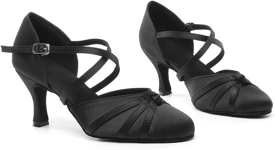 TINRYMX Women Latin Dance Shoes Closed Toe Salsa Tango Performance Party Ballroom Dance Shoes,Model-YCL117/L189