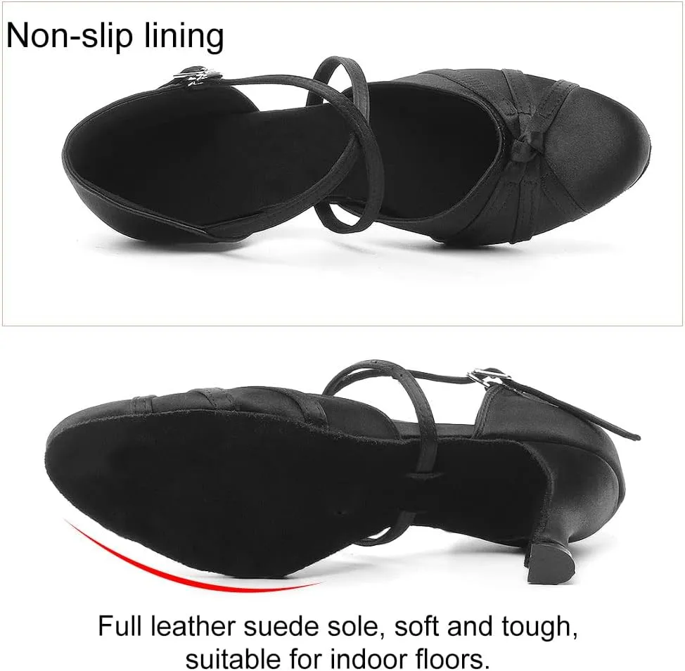 TINRYMX Women Latin Dance Shoes Closed Toe Salsa Tango Performance Party Ballroom Dance Shoes,Model-YCL117/L189