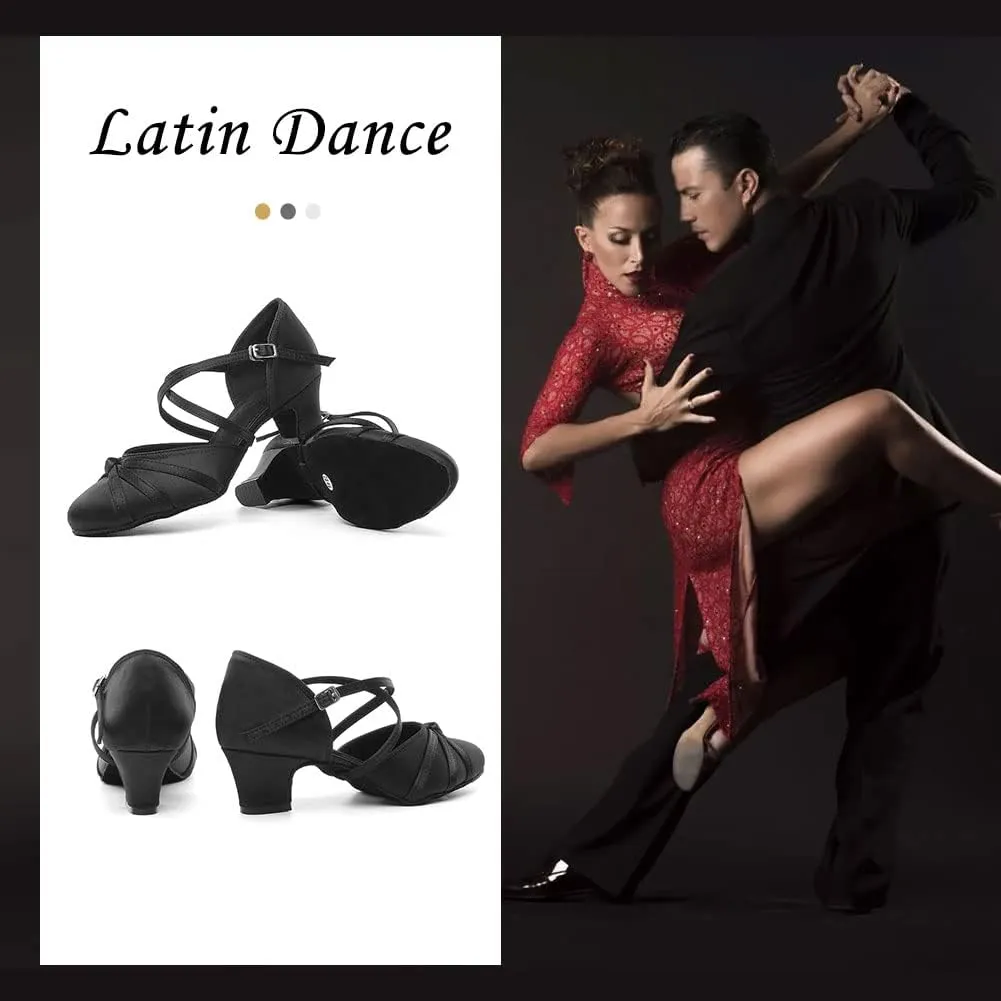 TINRYMX Women Latin Dance Shoes Closed Toe Salsa Tango Performance Party Ballroom Dance Shoes,Model-YCL117/L189
