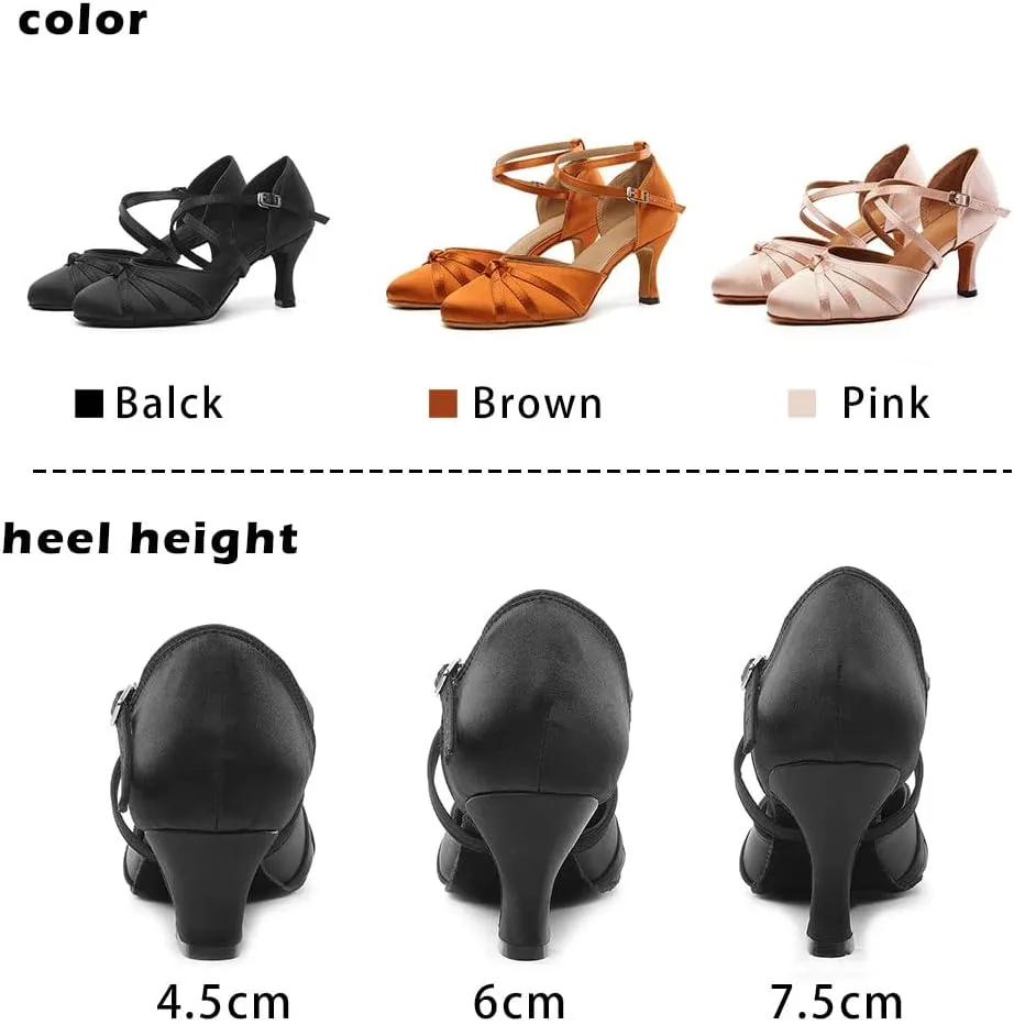 TINRYMX Women Latin Dance Shoes Closed Toe Salsa Tango Performance Party Ballroom Dance Shoes,Model-YCL117/L189