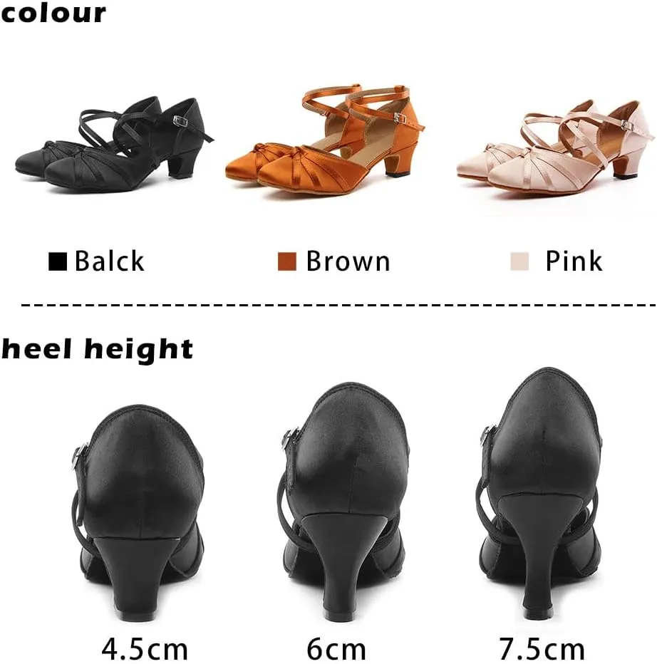 TINRYMX Women Latin Dance Shoes Closed Toe Salsa Tango Performance Party Ballroom Dance Shoes,Model-YCL117/L189