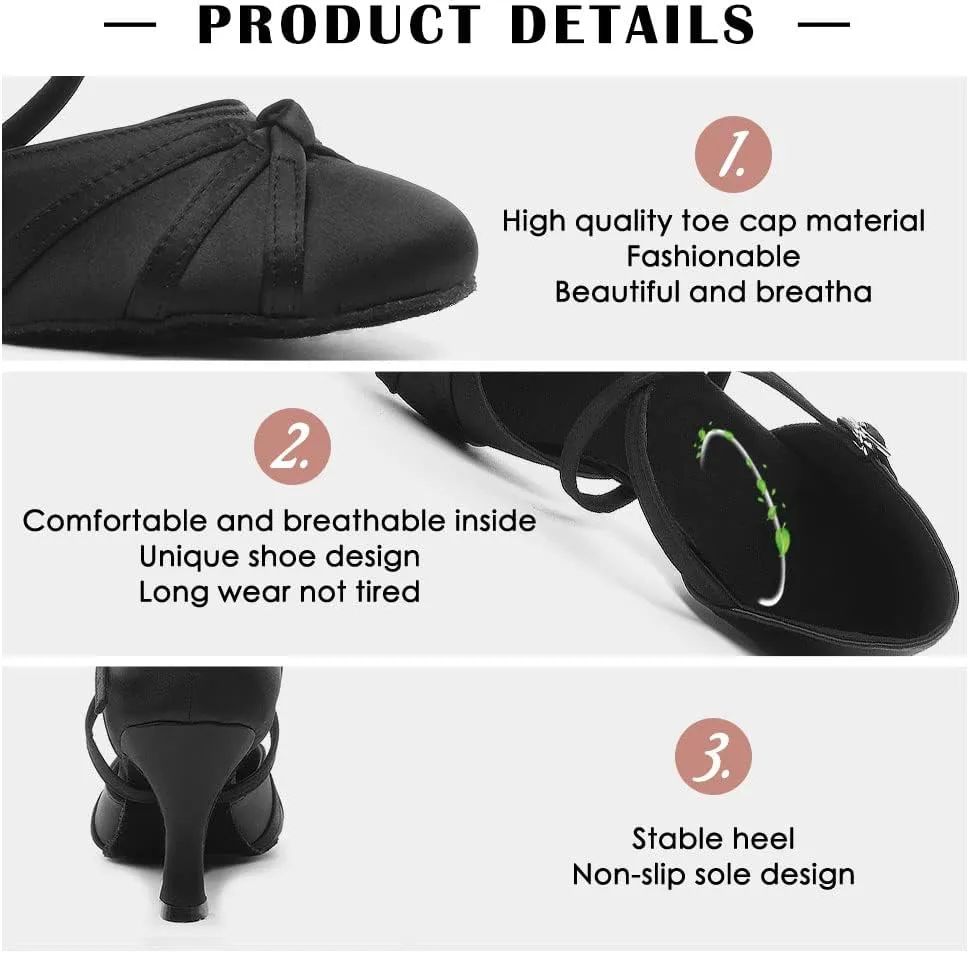 TINRYMX Women Latin Dance Shoes Closed Toe Salsa Tango Performance Party Ballroom Dance Shoes,Model-YCL117/L189