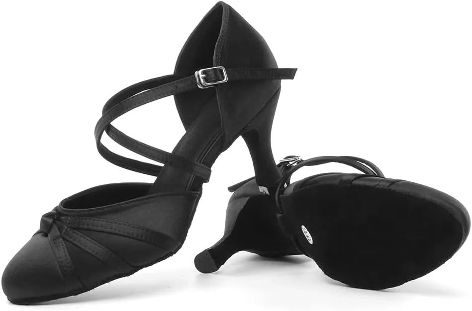 TINRYMX Women Latin Dance Shoes Closed Toe Salsa Tango Performance Party Ballroom Dance Shoes,Model-YCL117/L189
