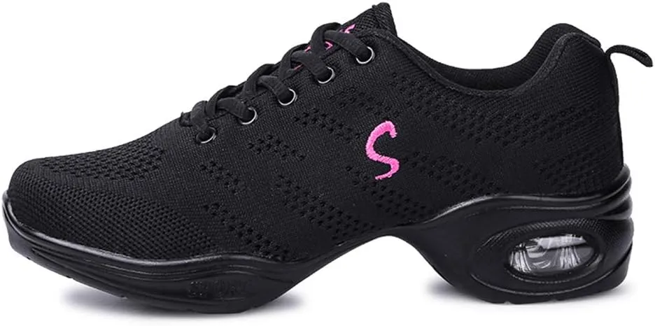 TINRYMX Women Modern Dance Sneakers Jazz Shoes Lace up Walking Shoes Air Cushion Ballroom Practice Dance Shoes,Model-LYX883