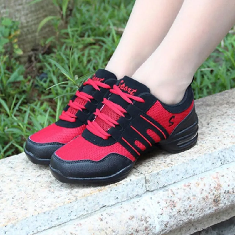TINRYMX Women Modern Jazz Shoes Lace up Sneakers Breathable Air Cushion Split Sole Athletic Walking Ballroom Exercise Dance Sneaker Shoes,Model-LYX729
