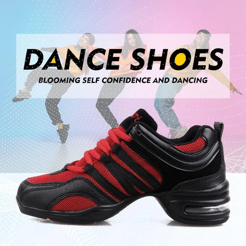 TINRYMX Women Modern Jazz Shoes Lace up Sneakers Breathable Air Cushion Split Sole Athletic Walking Ballroom Exercise Dance Sneaker Shoes,Model-LYX729