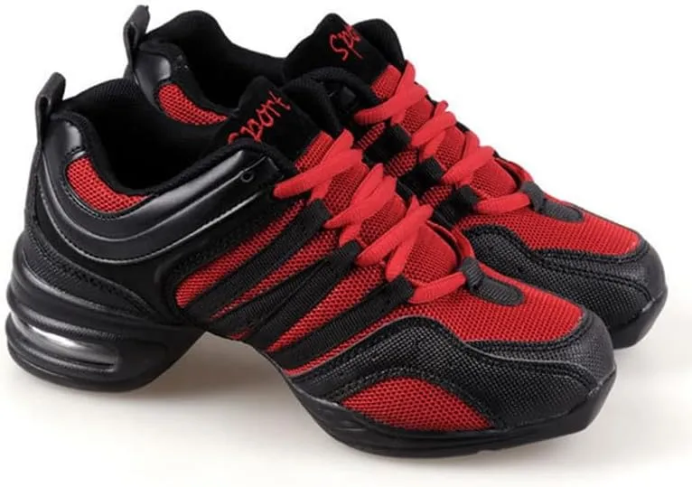 TINRYMX Women Modern Jazz Shoes Lace up Sneakers Breathable Air Cushion Split Sole Athletic Walking Ballroom Exercise Dance Sneaker Shoes,Model-LYX729