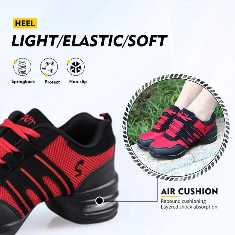 TINRYMX Women Modern Jazz Shoes Lace up Sneakers Breathable Air Cushion Split Sole Athletic Walking Ballroom Exercise Dance Sneaker Shoes,Model-LYX729