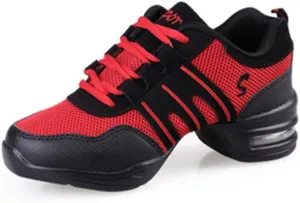 TINRYMX Women Modern Jazz Shoes Lace up Sneakers Breathable Air Cushion Split Sole Athletic Walking Ballroom Exercise Dance Sneaker Shoes,Model-LYX729