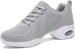 TINRYMX Women's Jazz Shoes Lace-up Sneakers Breathable Air Cushion Split Sole Athletic Walking Dance Shoes,Model-XL1902