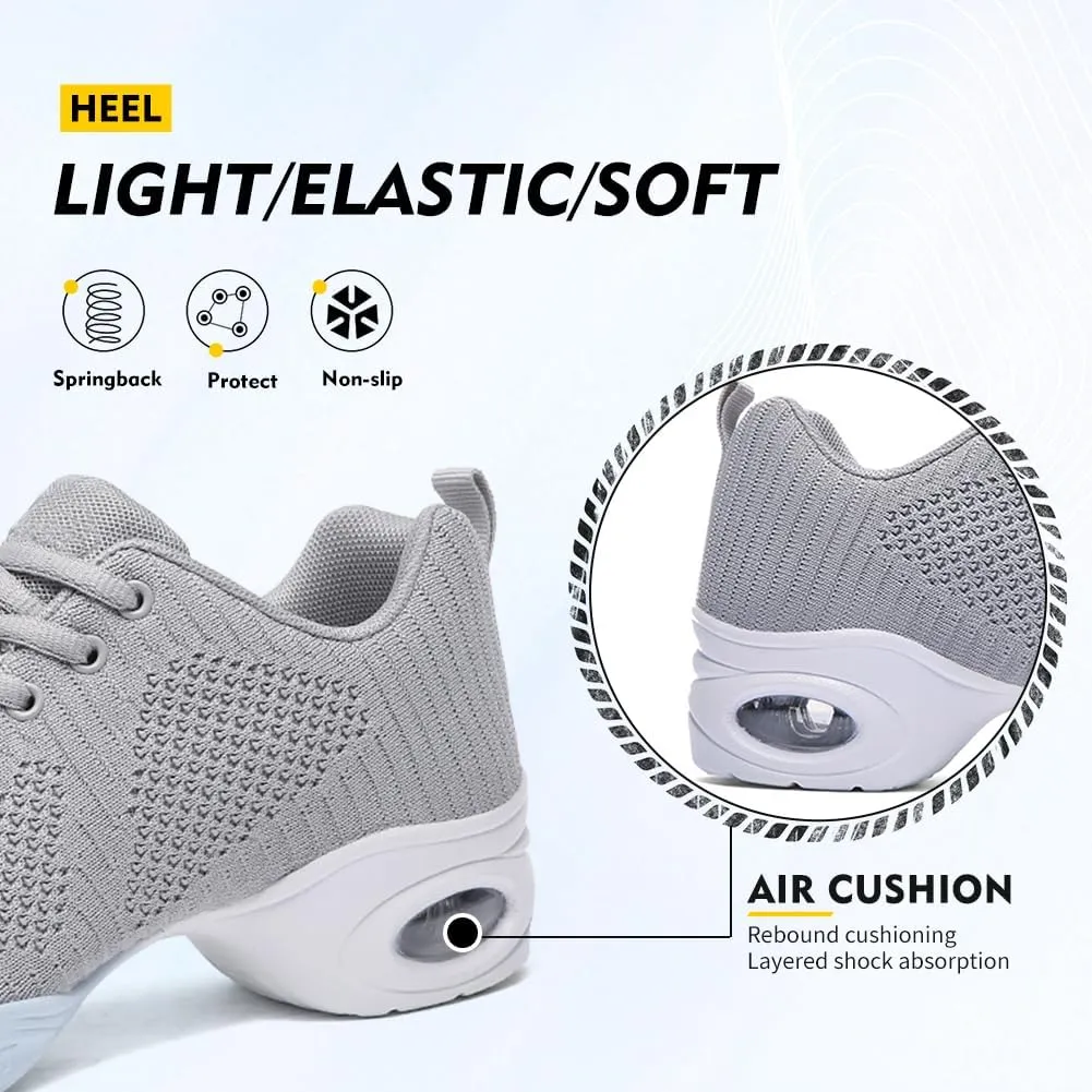 TINRYMX Women's Jazz Shoes Lace-up Sneakers Breathable Air Cushion Split Sole Athletic Walking Dance Shoes,Model-XL1902