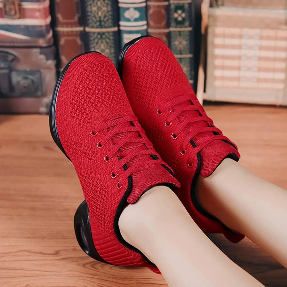 TINRYMX Women's Jazz Shoes Lace-up Sneakers Breathable Air Cushion Split Sole Athletic Walking Dance Shoes,Model-XL1902