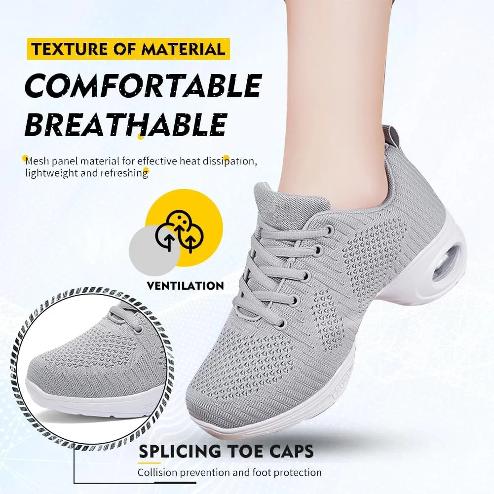 TINRYMX Women's Jazz Shoes Lace-up Sneakers Breathable Air Cushion Split Sole Athletic Walking Dance Shoes,Model-XL1902