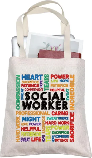 TOBGBE MSW LSW Gift Employee Volunteer Practitioner Gift Social Worker Appreciation Shopping Bag Social Worker Stuff (Social Worker TE)