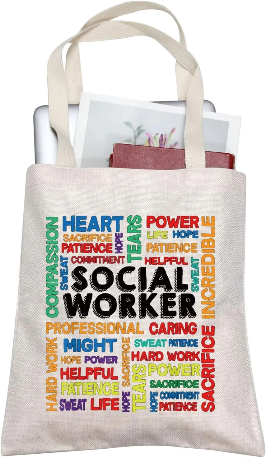 TOBGBE MSW LSW Gift Employee Volunteer Practitioner Gift Social Worker Appreciation Shopping Bag Social Worker Stuff (Social Worker TE)