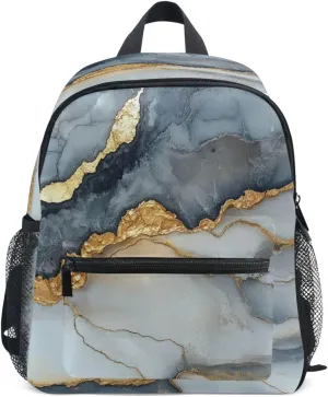 Toddler Backpacks Boy's/Girl's Cute Diaper Bag Backpack with Chest Strap Marble Grey Silver