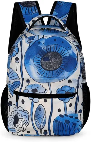 Travel Backpack for Men Women White Blue Ink Laptop Backpack for Work Office Travel Casual Daypack