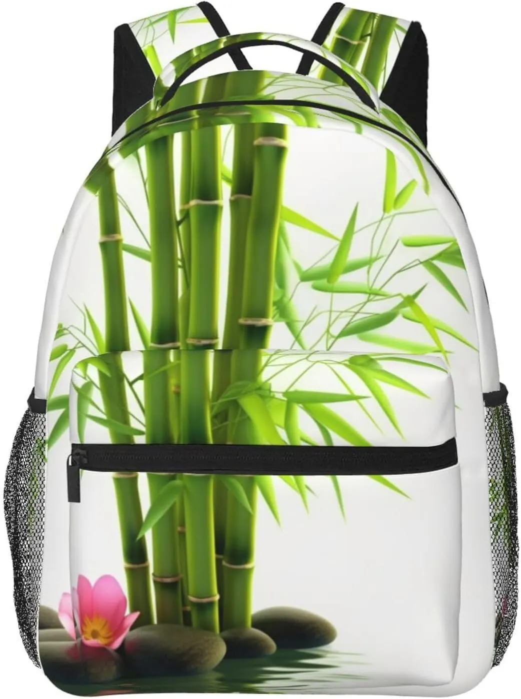 Travel Backpack for Women Men Green and Flowers Laptop Backpack Large College Bag Waterproof Casual Daypack
