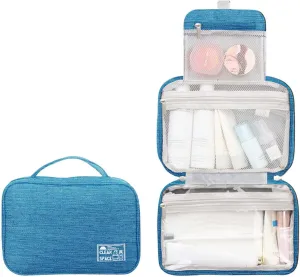 Travel Makeup Bag 10x6.6 Inch Portable Hanging Extra Large Makeup Bag with 3 Comparment Water Resistant Cosmetic Organizer with Handle Toiletry Bag Shampoo,toiletries Full-Size Container
