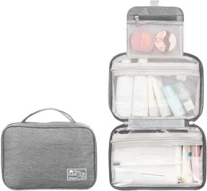 Travel Makeup Bag 10x6.6 Inch Portable Hanging Extra Large Makeup Bag with 3 Comparment Water Resistant Cosmetic Organizer with Handle Toiletry Bag Shampoo,toiletries Full-Size Container