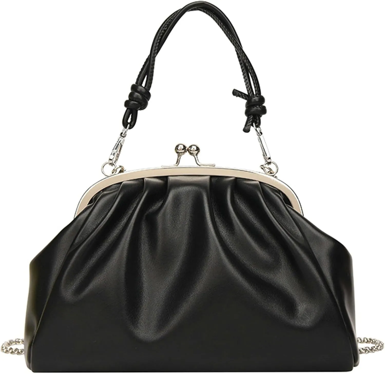 Trendy Pu Leather Kiss Lock Handbag 2025 Evening Clutch Purse Women Crossbody Shell Shoulder Bag Daily