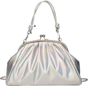 Trendy Pu Leather Kiss Lock Handbag 2025 Evening Clutch Purse Women Crossbody Shell Shoulder Bag Daily