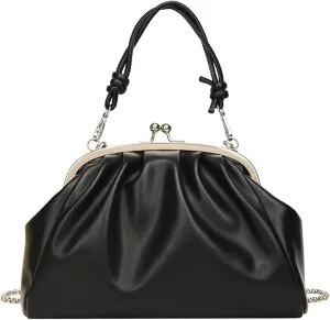 Trendy Pu Leather Kiss Lock Handbag 2025 Evening Clutch Purse Women Crossbody Shell Shoulder Bag Daily