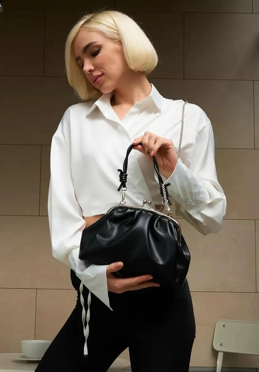 Trendy Pu Leather Kiss Lock Handbag 2025 Evening Clutch Purse Women Crossbody Shell Shoulder Bag Daily