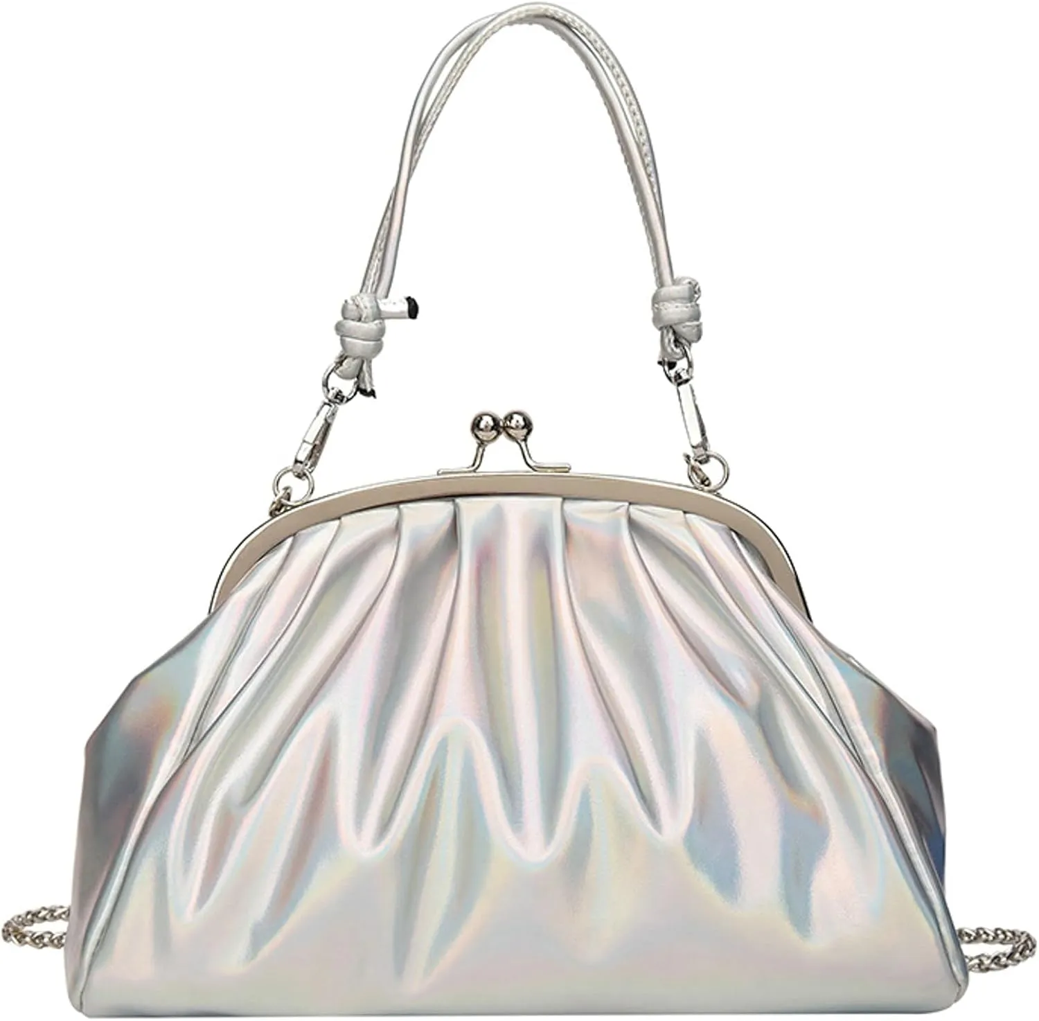 Trendy Pu Leather Kiss Lock Handbag 2025 Evening Clutch Purse Women Crossbody Shell Shoulder Bag Daily