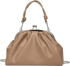 Trendy Pu Leather Kiss Lock Handbag 2025 Evening Clutch Purse Women Crossbody Shell Shoulder Bag Daily
