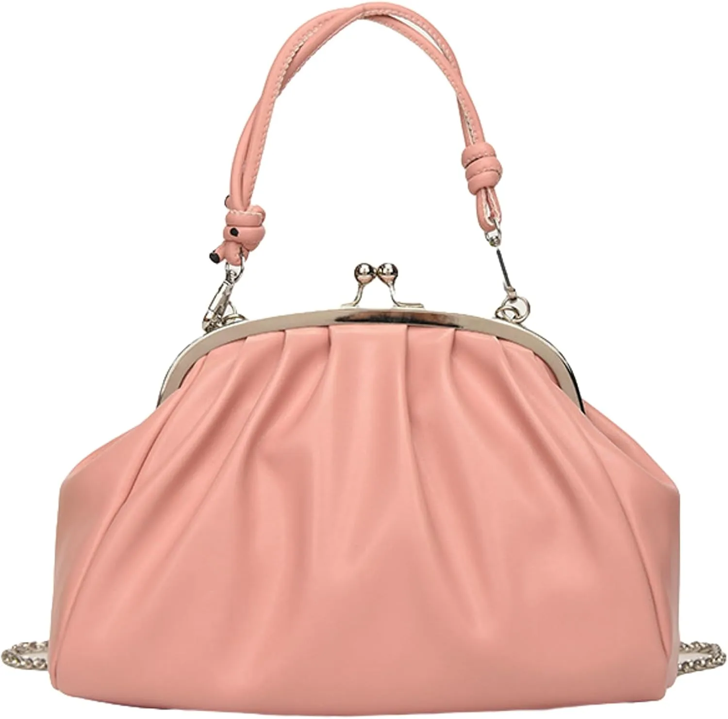 Trendy Pu Leather Kiss Lock Handbag 2025 Evening Clutch Purse Women Crossbody Shell Shoulder Bag Daily