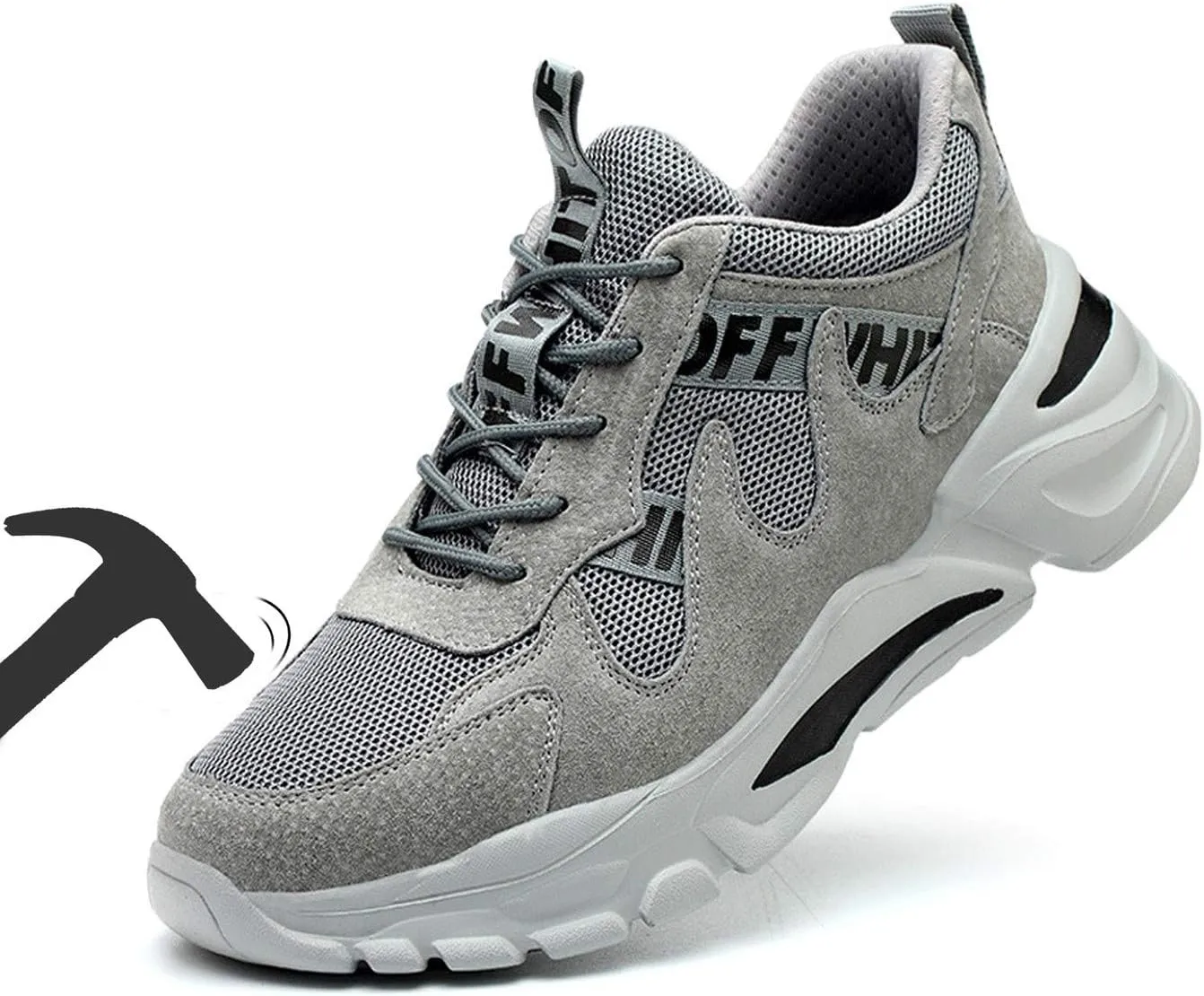 U-lite Steel Toe Safety Work Shoes for Men Women, Breathable Lightweight Puncture-Proof Indestructible Industrial Construction Sneaker