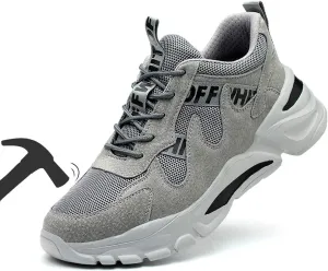 U-lite Steel Toe Safety Work Shoes for Men Women, Breathable Lightweight Puncture-Proof Indestructible Industrial Construction Sneaker