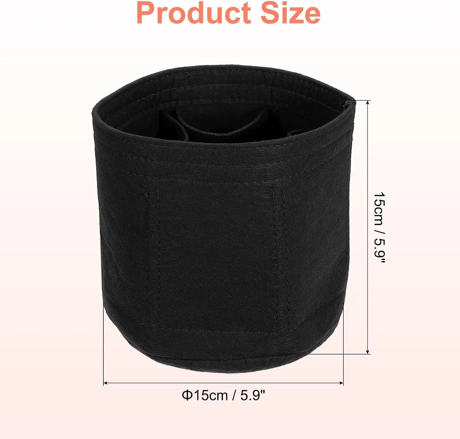 uxcell Purse Organizer Insert, Portable Felt Organizer Bags Round Multiple Compartments Purse Liner for Bucket Bag, Domed Satchel, Tote Bag, Handbag Shaper (8" x 4" x 5.5", Black)