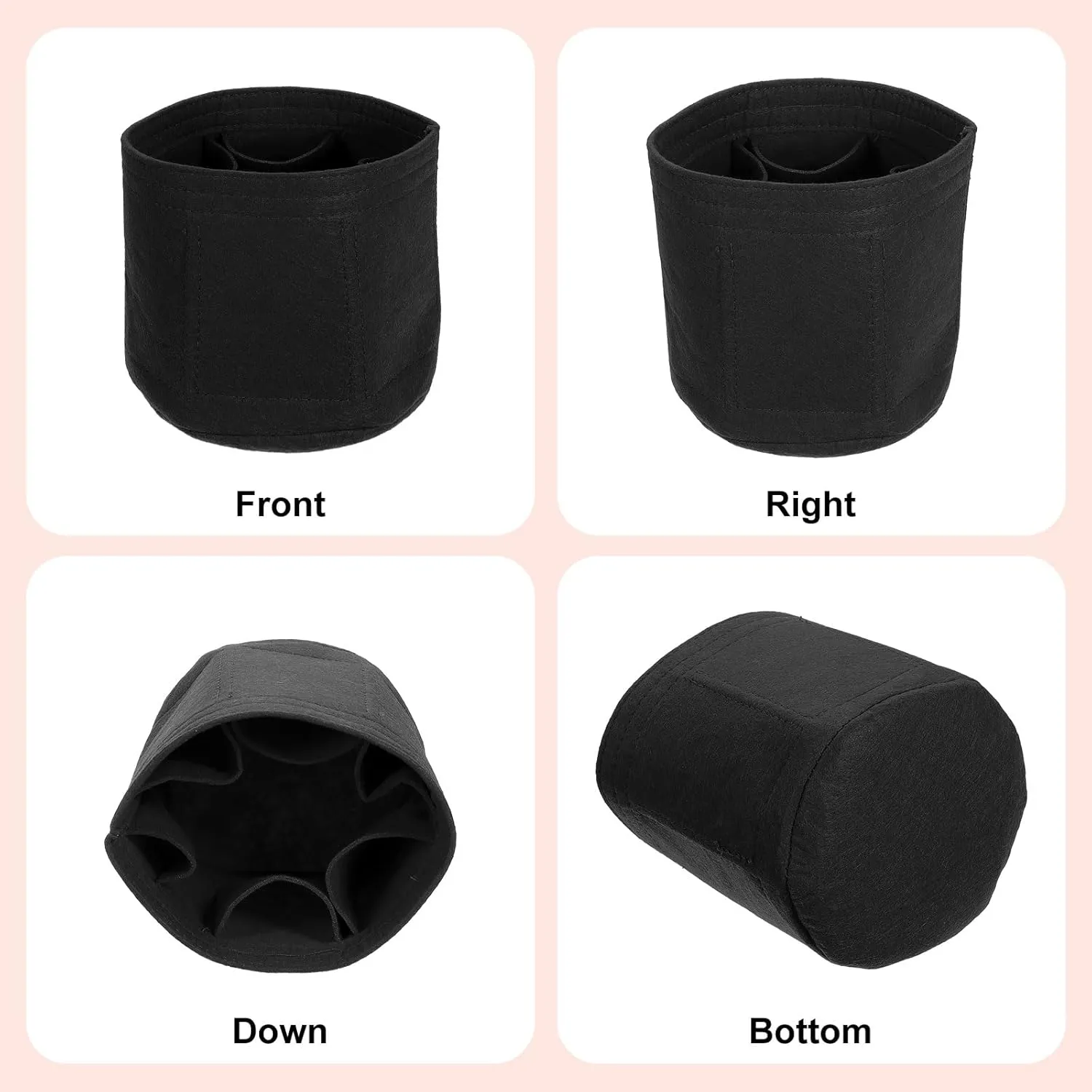 uxcell Purse Organizer Insert, Portable Felt Organizer Bags Round Multiple Compartments Purse Liner for Bucket Bag, Domed Satchel, Tote Bag, Handbag Shaper (8" x 4" x 5.5", Black)