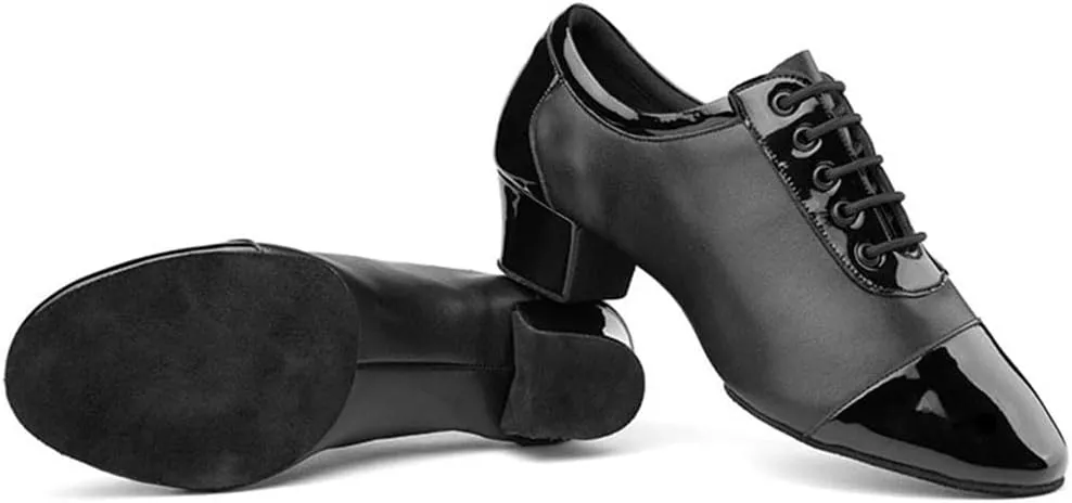 VEACAM Latin Dance Shoes for Male, Leather Ballroom Salsa Tango Waltz Character Shoe Lace Up Professional Performance Practice Shoes