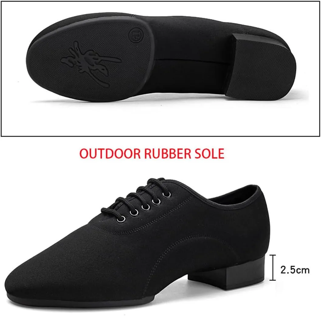 VEACAM Men's Ballroom Dance Shoes, Breathable Tango Salsa Latin Character Shoe Black Dancing Practice Shoe for Men