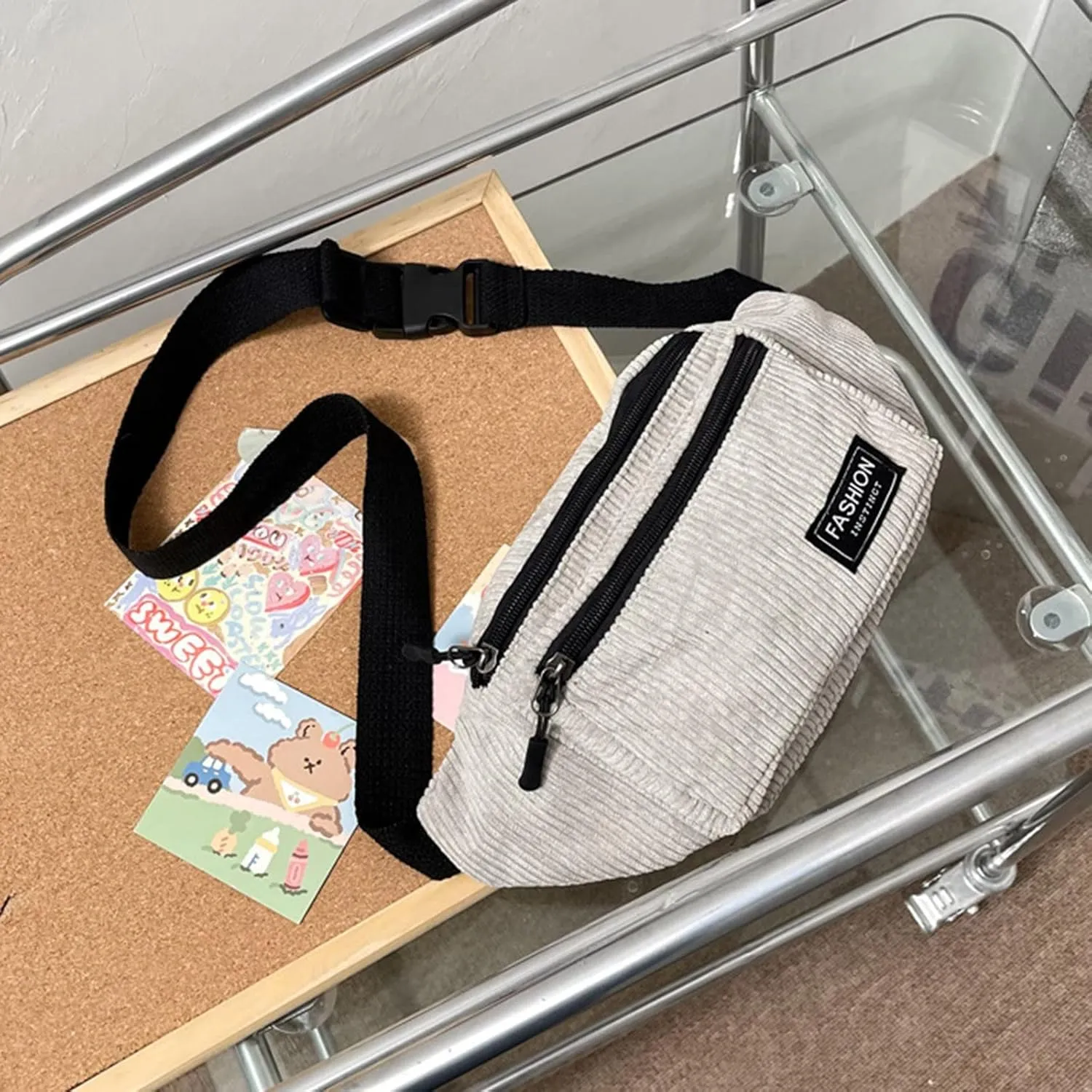 Vegan Leather Small Crossbody Bag for Women Chest Bags Sling Purses for Travel Shopping Sports Backpack(Grey)