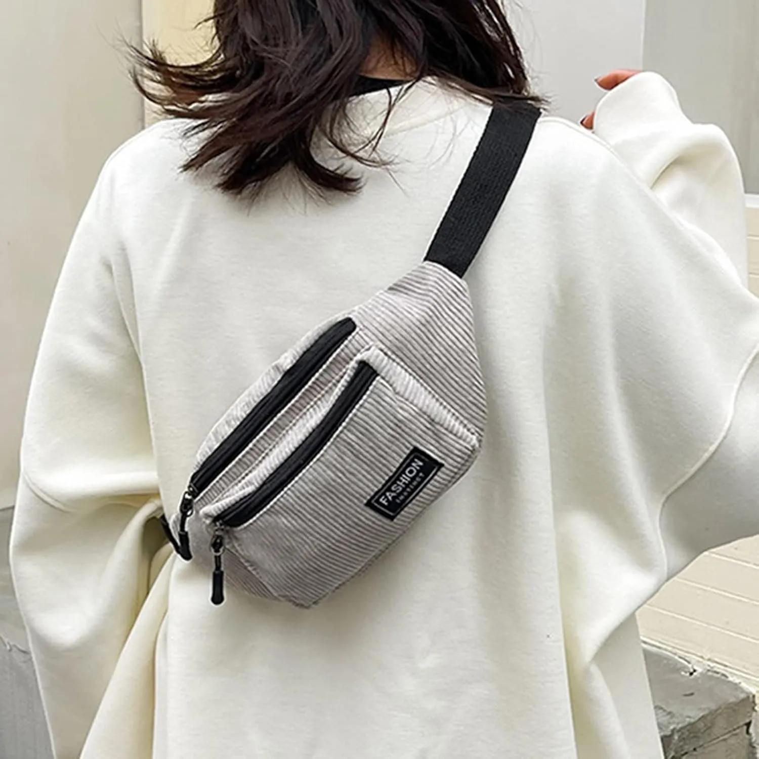 Vegan Leather Small Crossbody Bag for Women Chest Bags Sling Purses for Travel Shopping Sports Backpack(Grey)