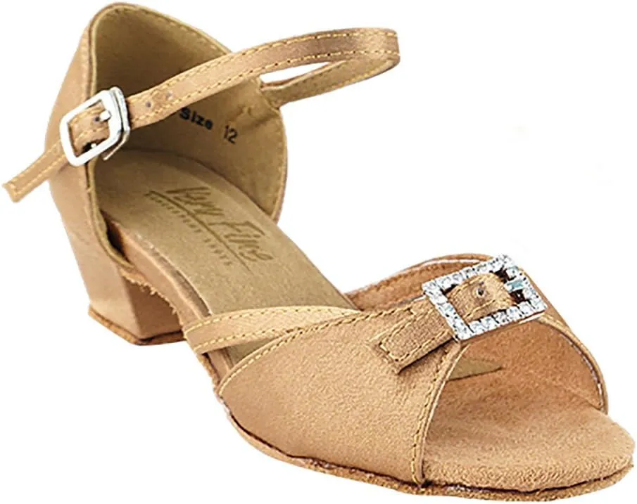 Very Fine Ballroom Latin Tango Salsa Dance Shoes for Girls - 1720G - 1.5 inch Heel-Brown Satin - Size - 3.5 M