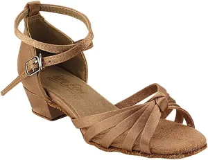 Very Fine Ballroom Latin Tango Salsa Dance Shoes for Girls - 6005G - 1.5 inch Heel-Brown Satin - Size - 1.5 M