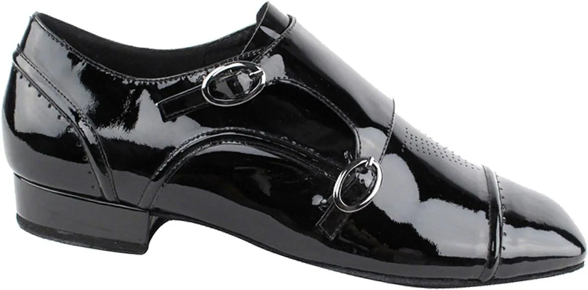 Very Fine Mens Salsa Ballroom Tango Latin Dance Shoes CD9005B Patent Bundle - Shoe Wire Brush Heel 1"