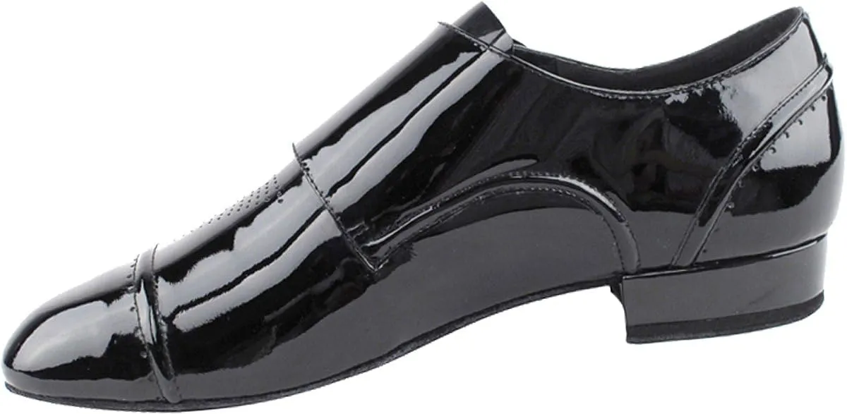 Very Fine Mens Salsa Ballroom Tango Latin Dance Shoes CD9005B Patent Bundle - Shoe Wire Brush Heel 1"