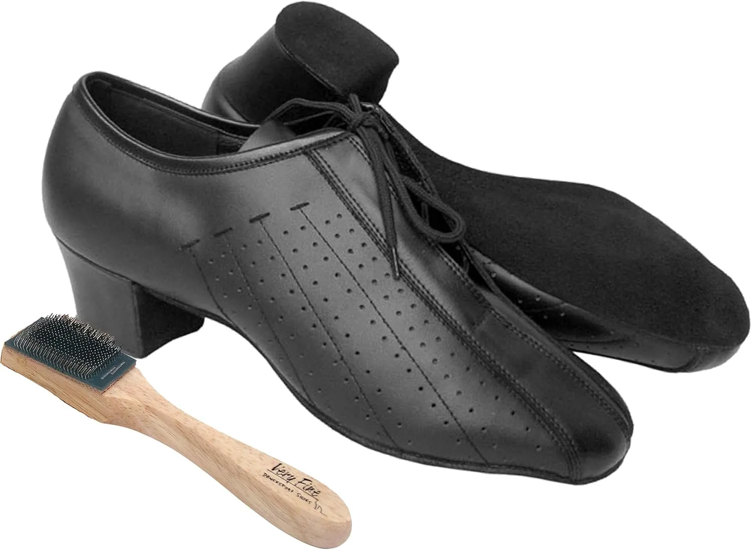 Very Fine Men's Salsa Ballroom Tango Latin Dance Shoes S409 Bundle with Dance Shoe Wire Brush Heel 1.5"
