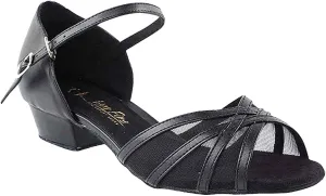 Very Fine Women's Ballroom Dance Shoes Salsa Latin Practice Dance Shoes Black PU & Black Mesh 6027FTEB Comfortable Dance Shoes 1" Heel 6 M US [Bundle of 5]