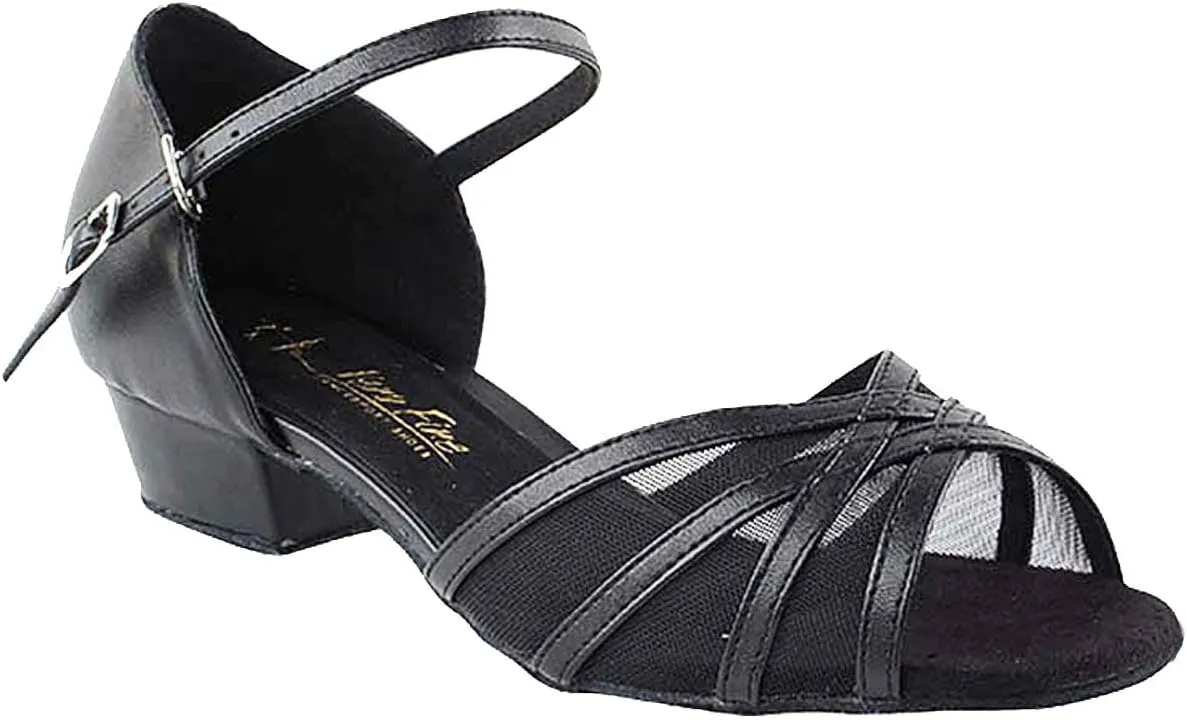 Very Fine Women's Ballroom Dance Shoes Salsa Latin Practice Dance Shoes Black PU & Black Mesh 6027FTEB Comfortable Dance Shoes 1" Heel 6 M US [Bundle of 5]