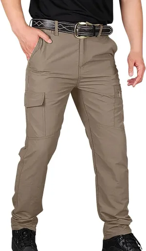 Vickyleb Men's Outdoor Cargo Pants Lightweight Hiking Classic Fit Tactical Jogger Pants Workout Multi Pockets