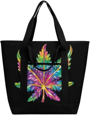 Weed Tie Dye Shopping Bags Insulated Lunch Bag Shoulder Grocery Bags for Work Travel Beach