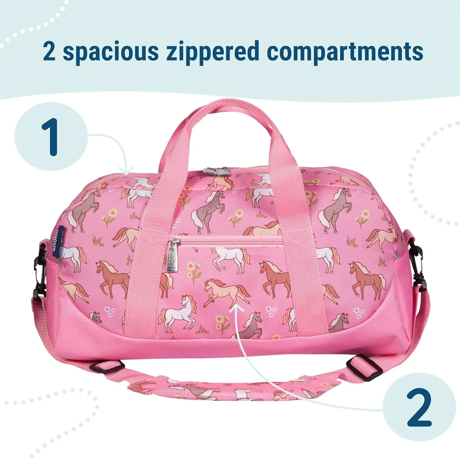 Wildkin Kids Overnighter Duffel Bag  Carry-On Size, Ideal for School & Sleepovers  Wild Horses